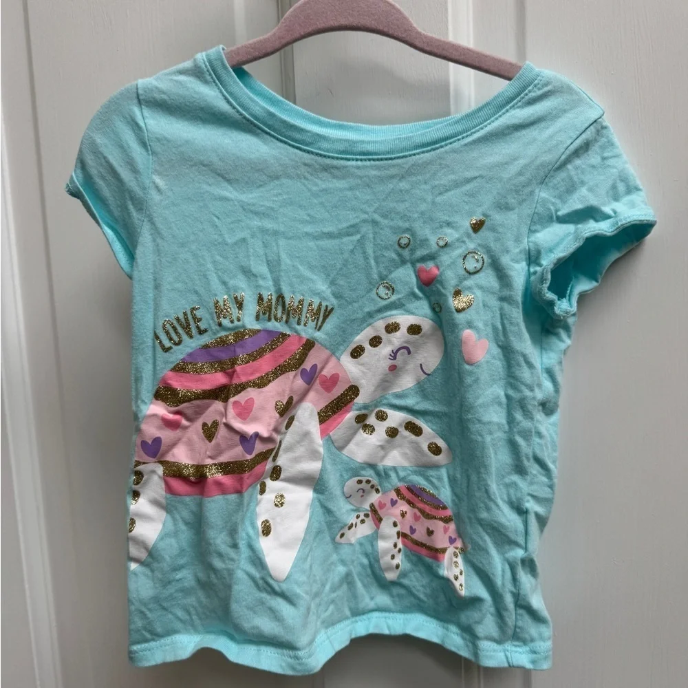 The Children’s Place 2T Girls Love My Mommy Kids Aqua Short Sleeve T-Shirt